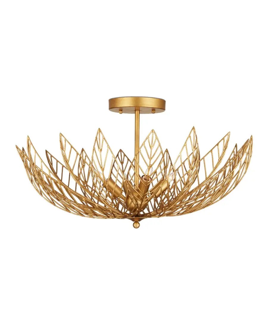 Leaflace Four Light Semi-Flush Mount in Contemporary Gold Leaf