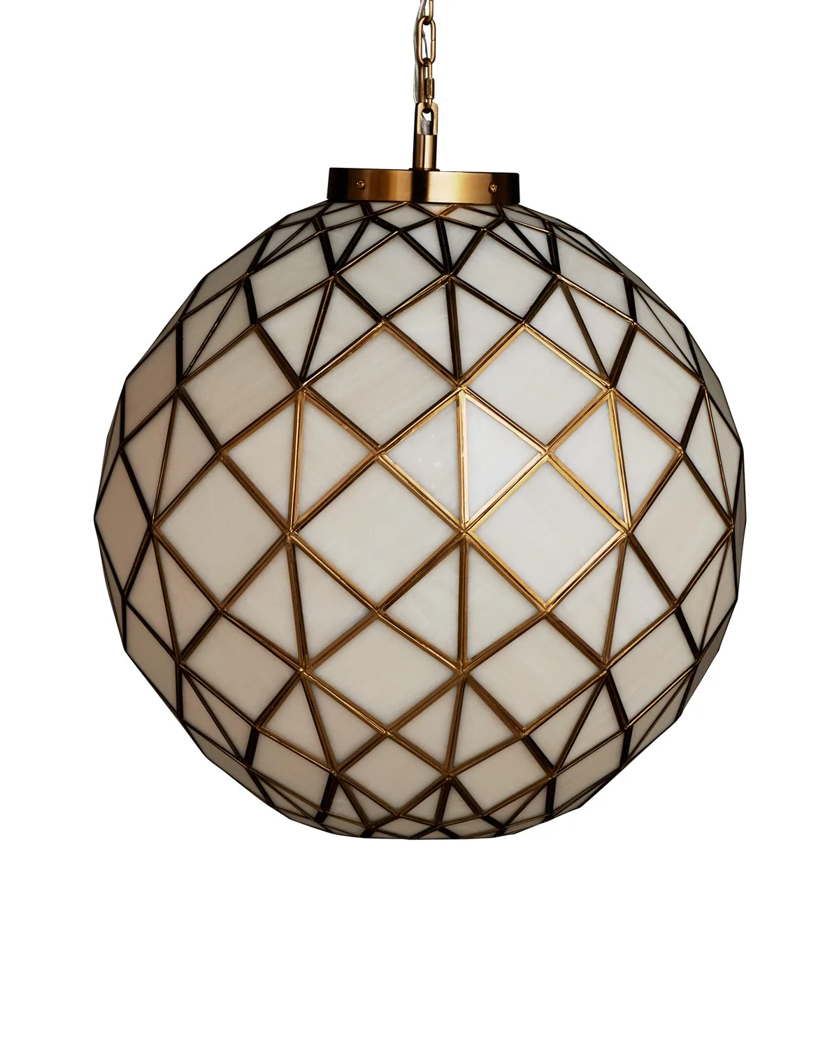 Polyhedron Medium Pendant in White/Antique Brass