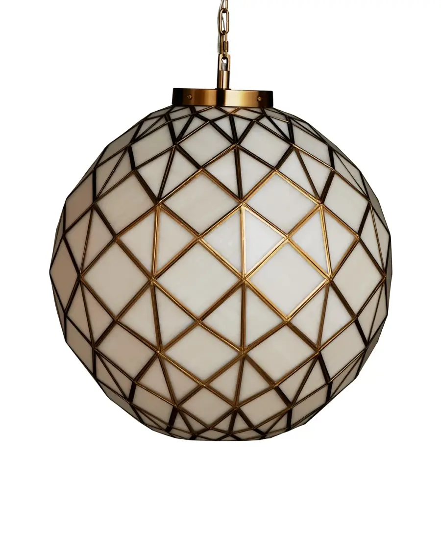 Polyhedron Medium Pendant in White/Antique Brass