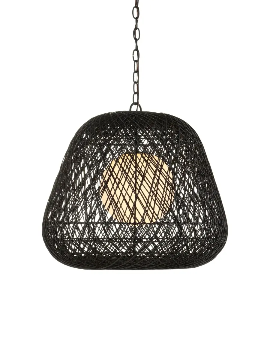 Osbert One Light Pendant in Black/Satin Black/White