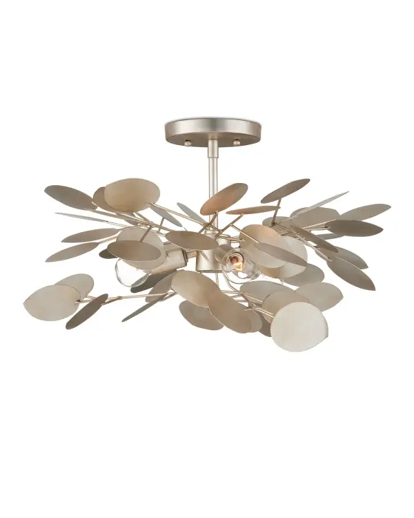 Lunaria Three Light Semi-Flush Mount in Contemporary Silver Leaf
