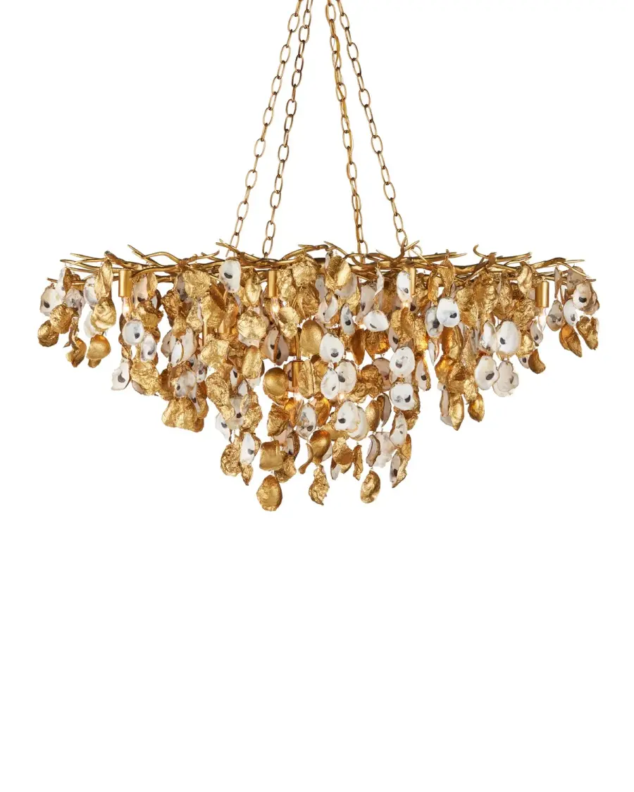 Lucullan 14-Light Linear Chandelier in Contemporary Gold Leaf