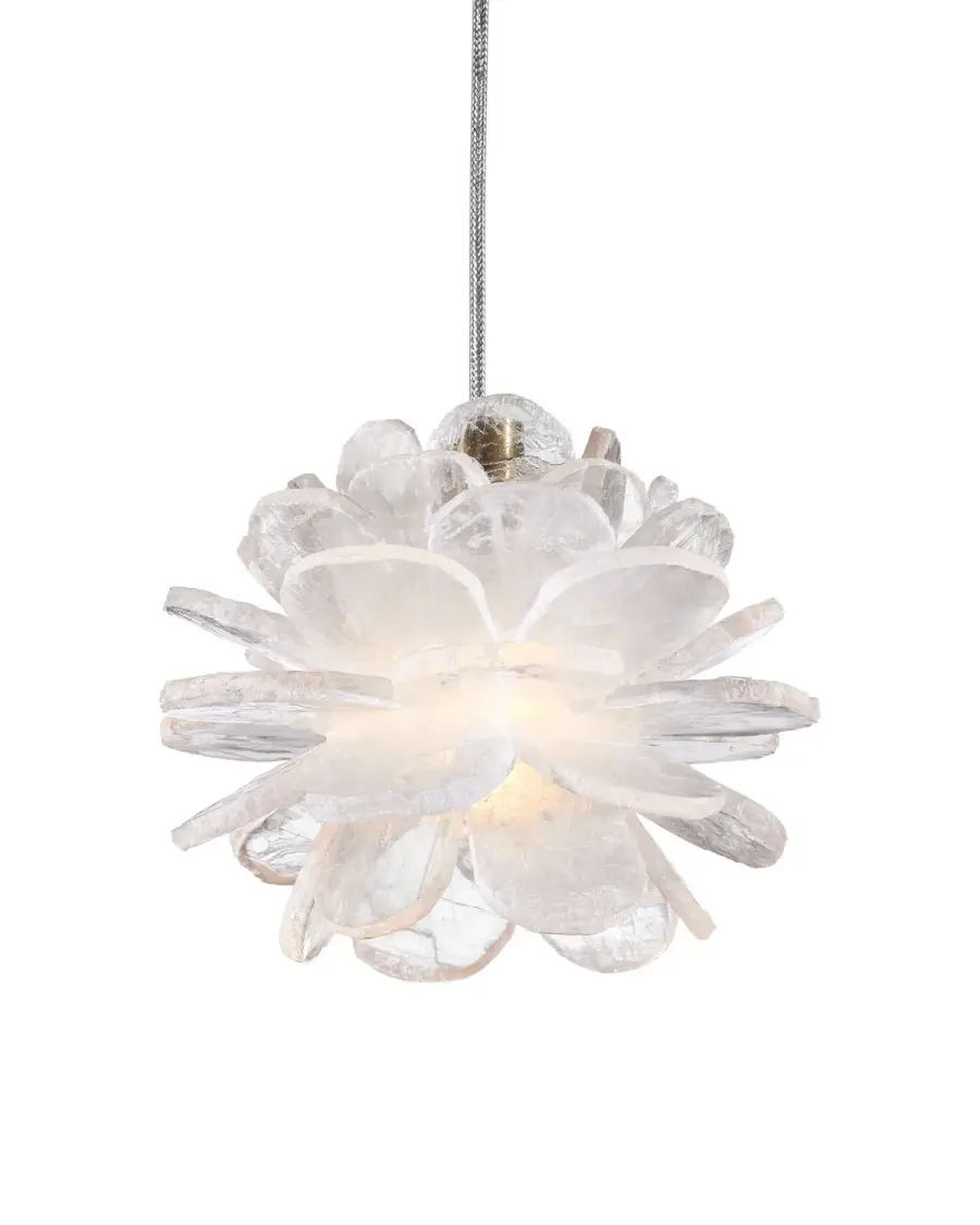 Clarity One Light Pendant in Natural Selenite and Brass