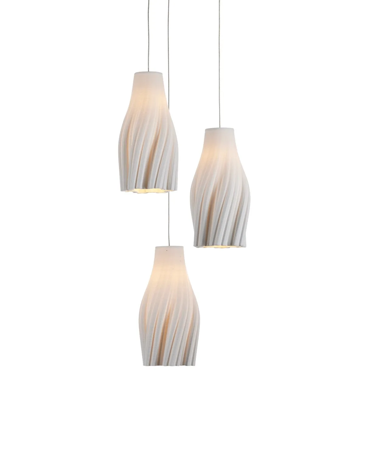 Posh Three Light Pendant in White/Silver