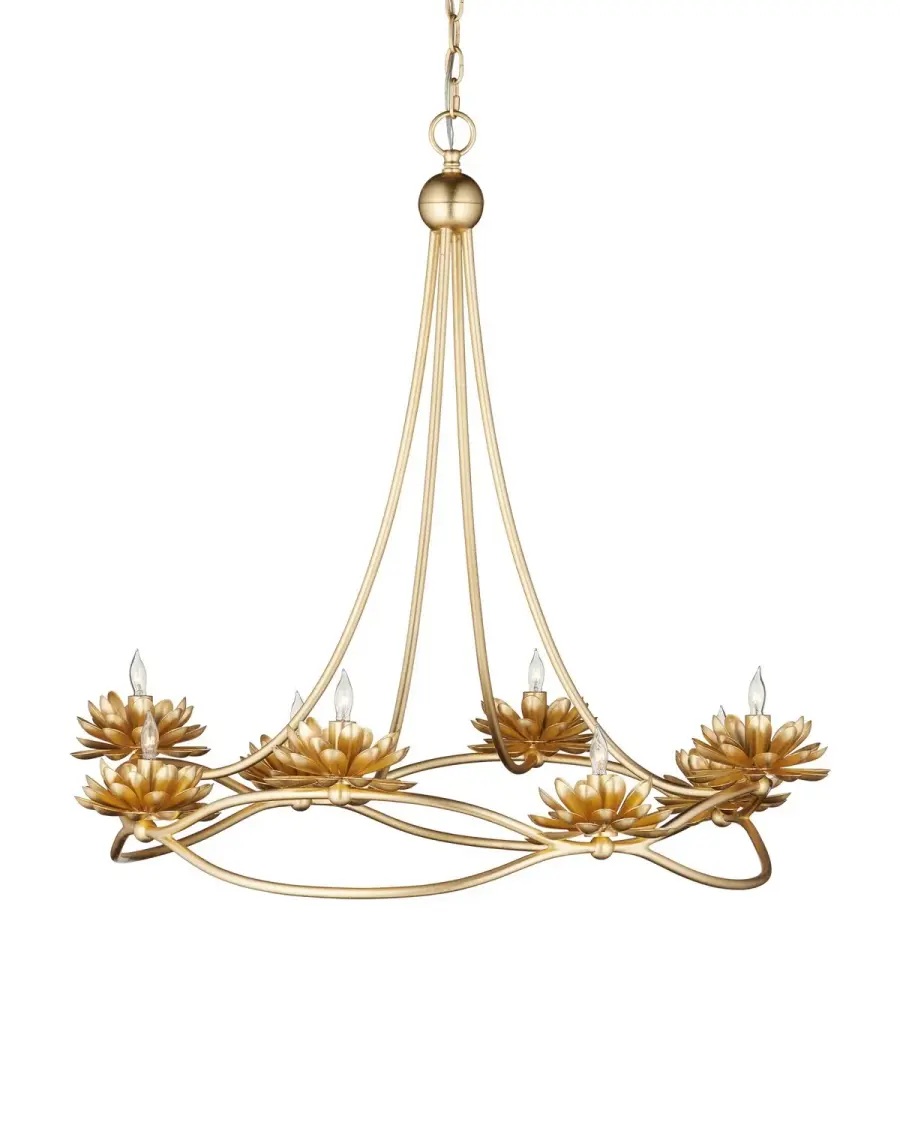 Cyrene Eight Light Chandelier in Gold Leaf