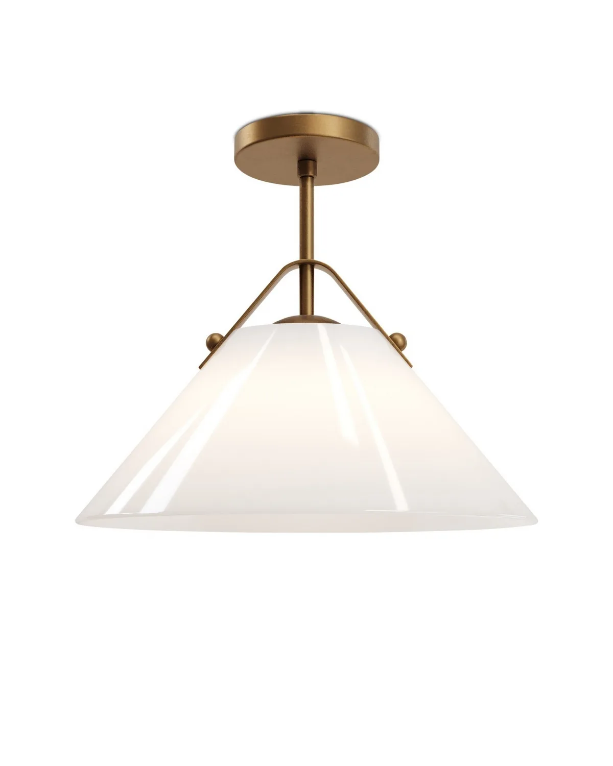 Bronwen One Light Pendant in Opaque White/Antique Brass