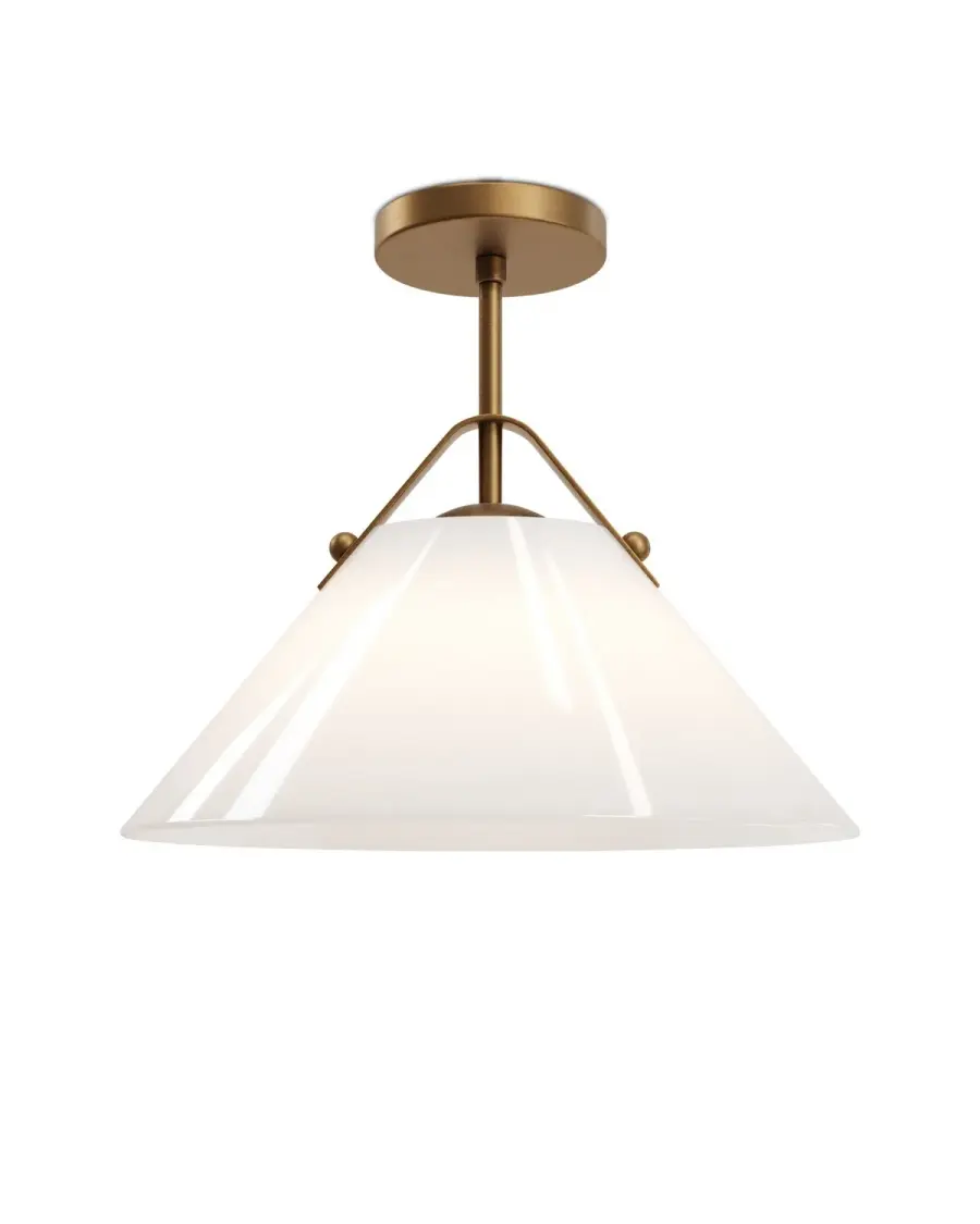 Bronwen One Light Pendant in Opaque White/Antique Brass