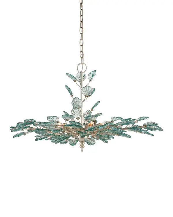 Baobab Medium Silver Chandelier with Recycled Glass Leaves