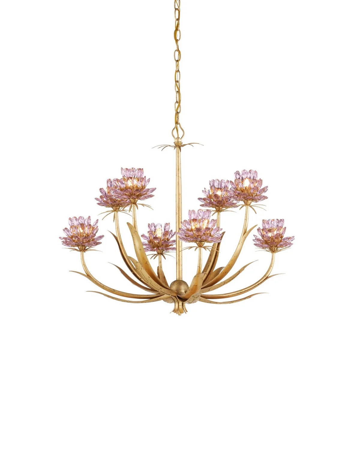 Marilee Eight Light Chandelier in Pink/Dutch Gold Leaf