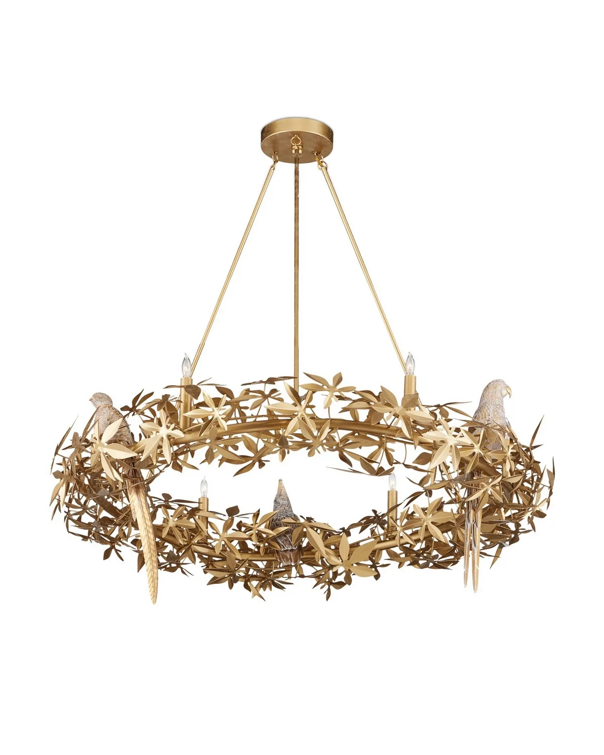 Aviary Six Light Chandelier in Swedish Gold