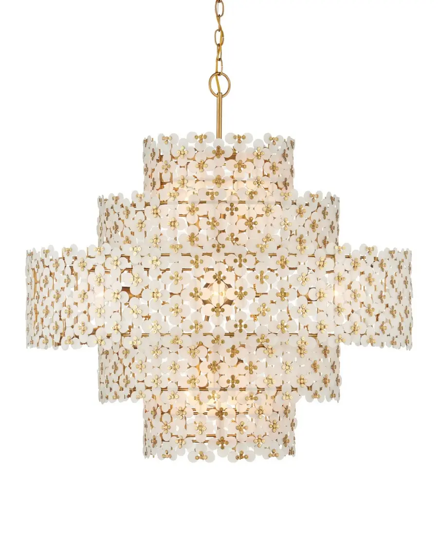 Spring Flower 12-Light Chandelier in Frosted Glass and Brass