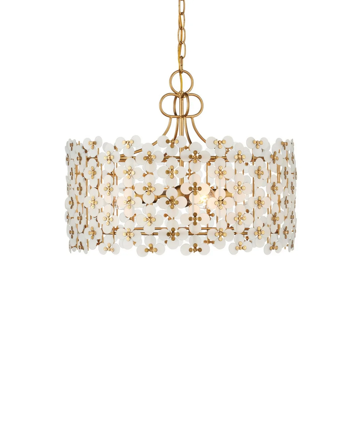Spring Flower Four Light Pendant in Frosted/Brass