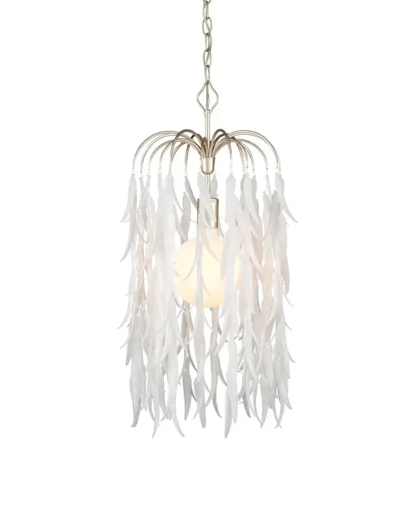 Glen Arbor Small Pendant in White and Contemporary Silver Leaf