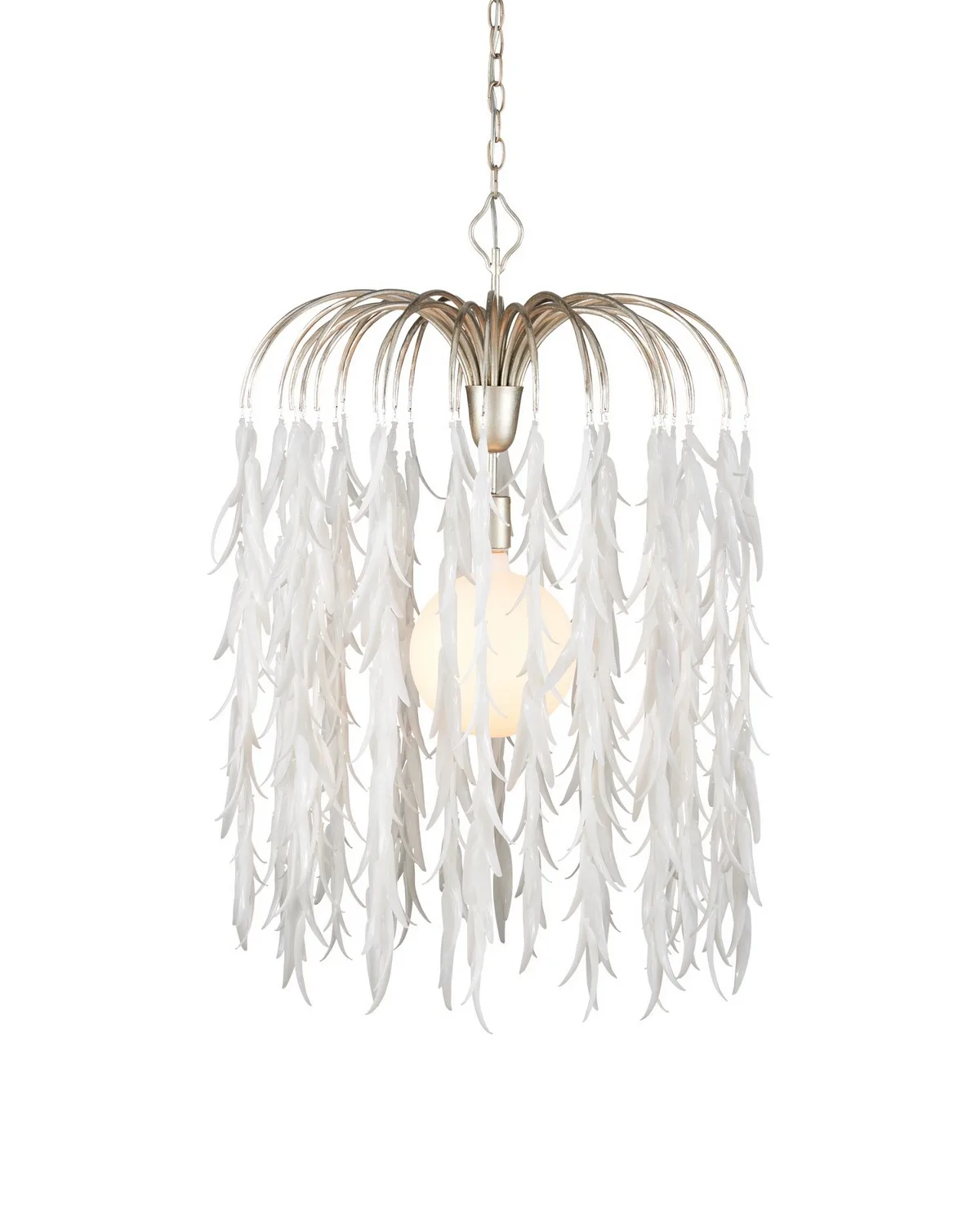 Glen Arbor Medium Pendant in White and Contemporary Silver Leaf