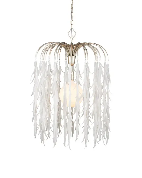Glen Arbor Medium Pendant in White and Contemporary Silver Leaf