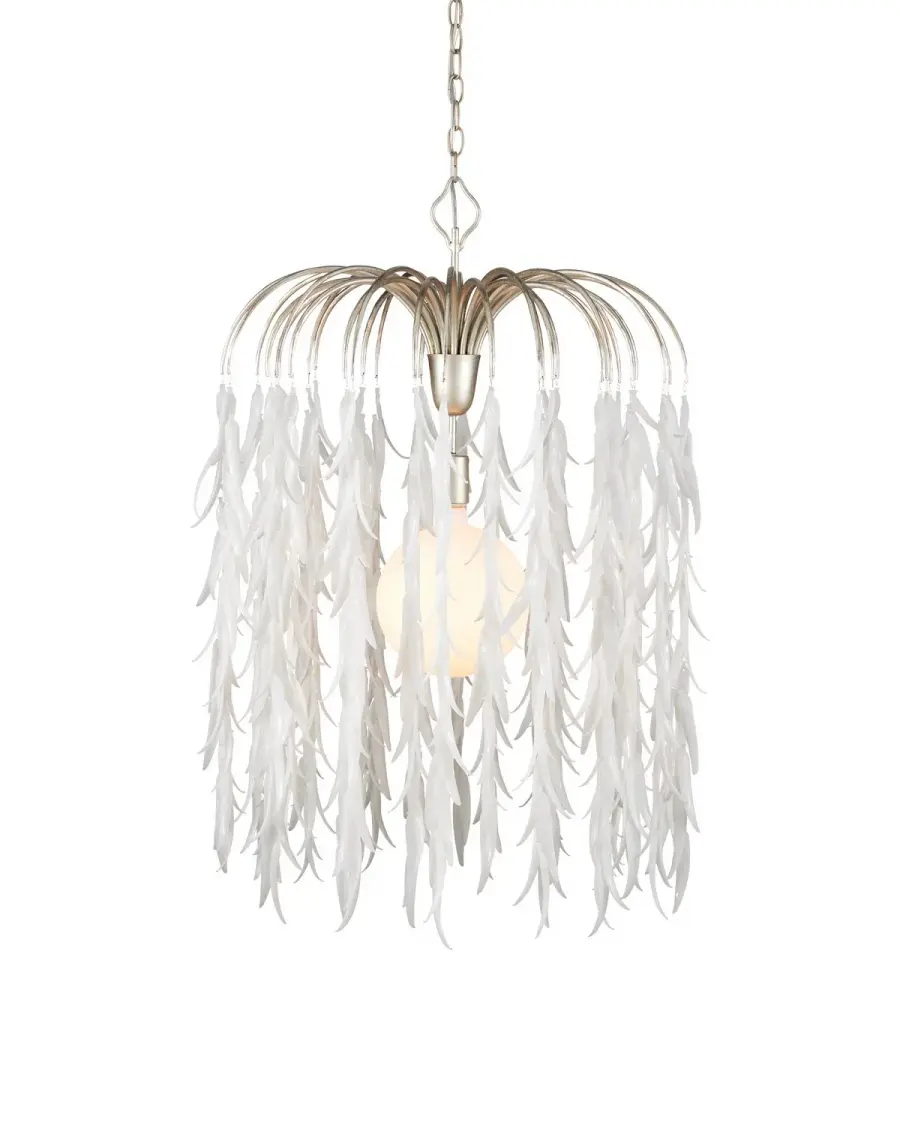 Glen Arbor Medium Pendant in White and Contemporary Silver Leaf
