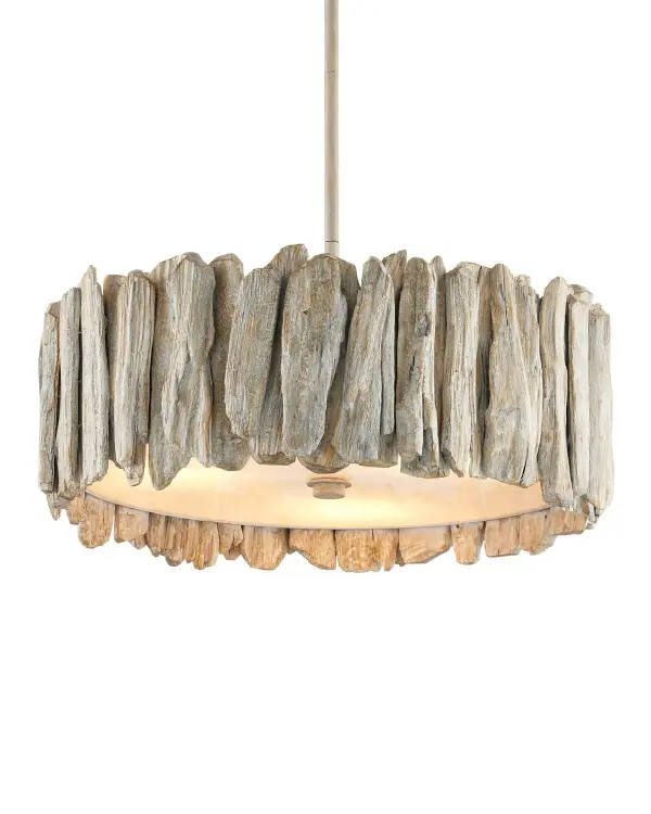 Driftwood Three Light Semi-Flush Mount in Whitewash