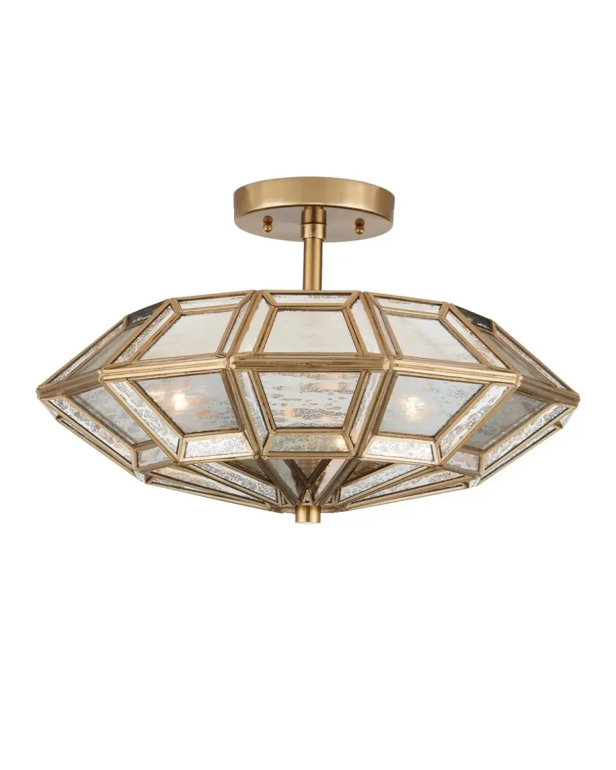 Valentina Three Light Semi-Flush Mount in Antique Brass/Antique Silver