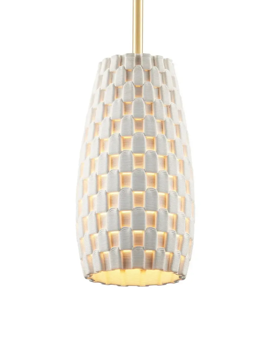 Tessitura One Light Pendant in White/Brass