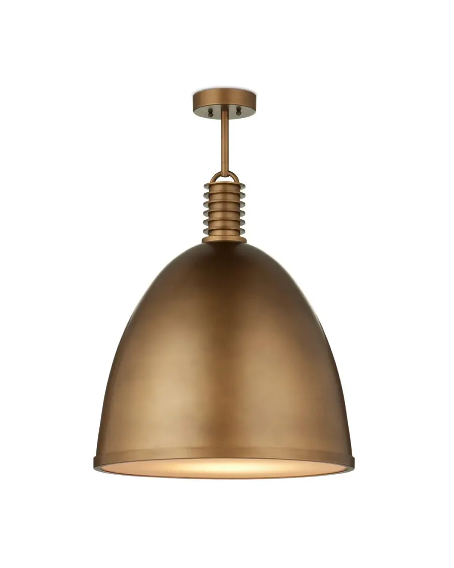 Cupola Large LED Pendant in Antique Brass/White