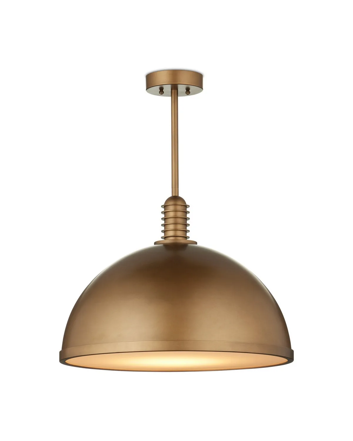 Cupola Medium LED Pendant in Antique Brass and White