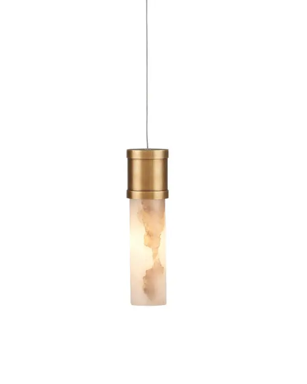 Cannula One Light Pendant in Vintage Brass with Alabaster