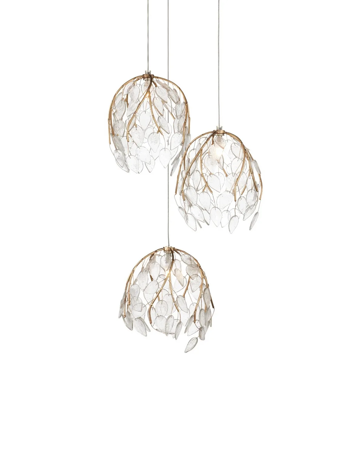 Banyan Three Light Pendant in Antique Brass
