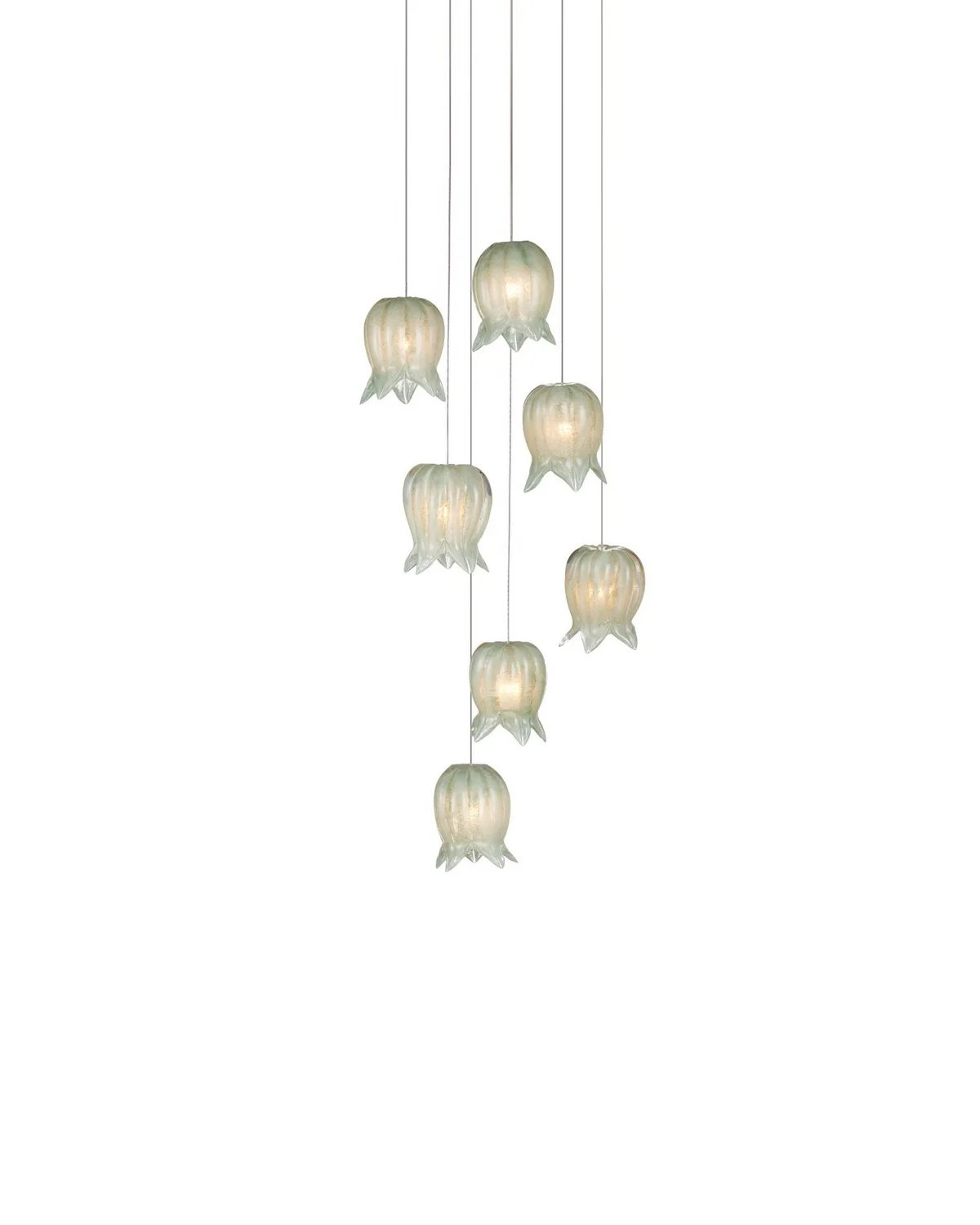 Polpo Green 7-Light Round Multi-Drop Pendant