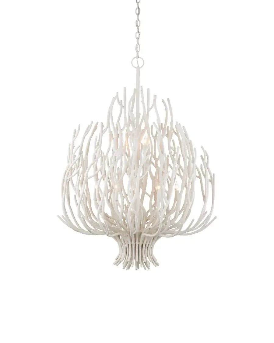 Seaward Nine Light Chandelier in White Coral