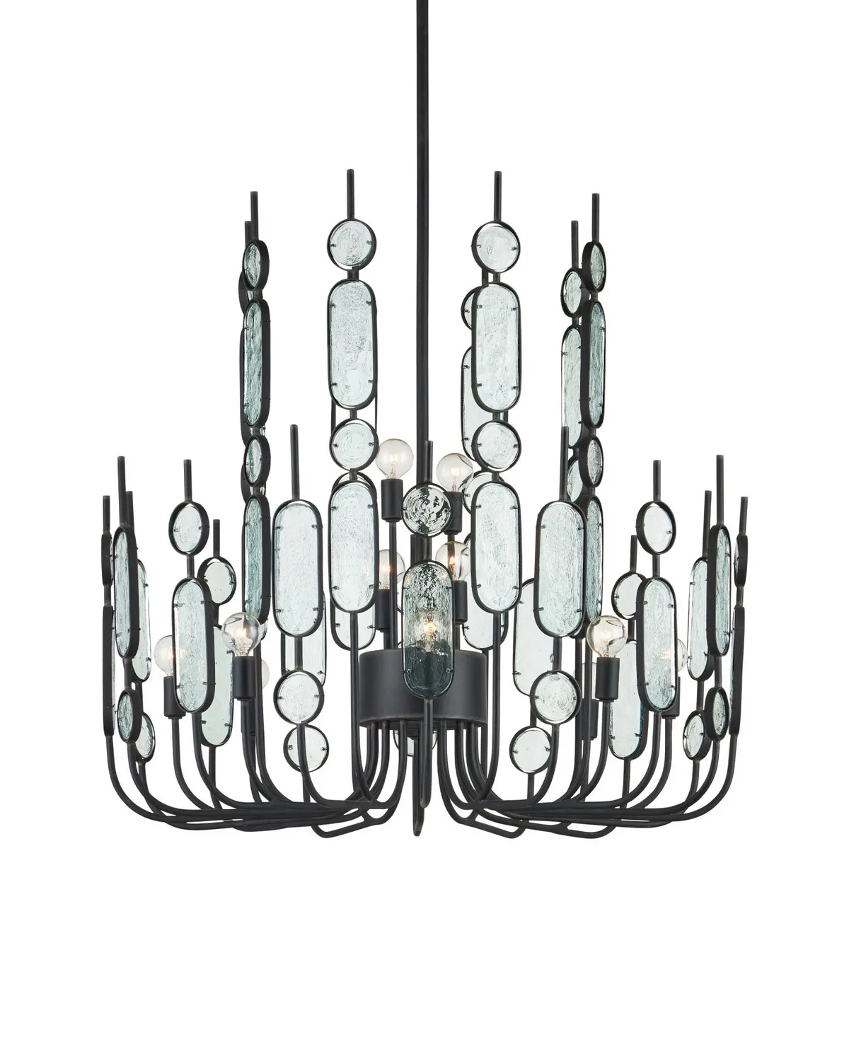 Ettore 12-Light Chandelier in Clear Glass and Blacksmith