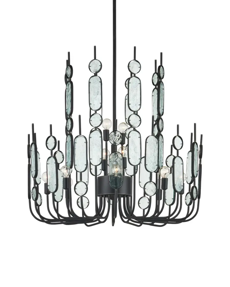 Ettore 12-Light Chandelier in Clear Glass and Blacksmith