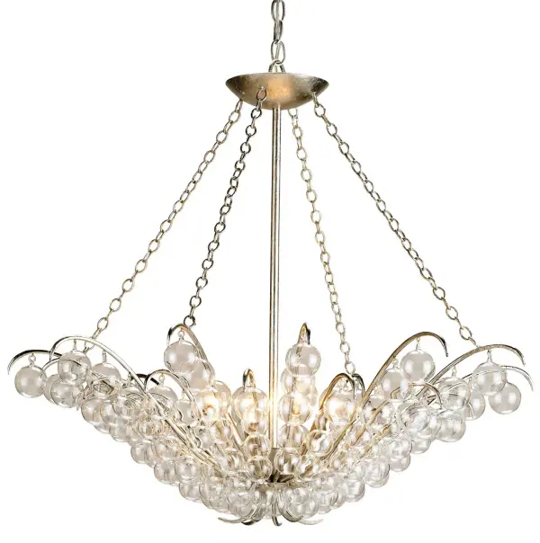 In Contemporary Silver Leaf by Currey and Company from the Quantum Silver Chandelier collection