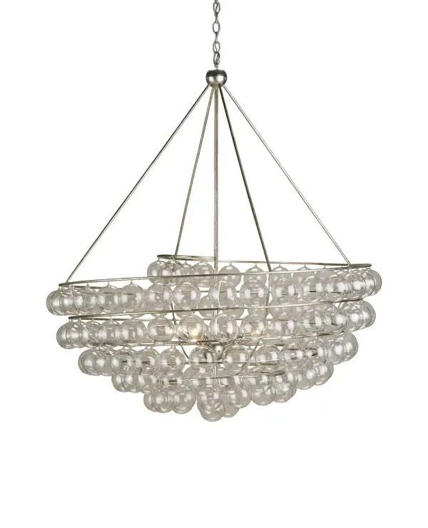 In Contemporary Silver Leaf by Currey and Company from the Stratosphere Silver Chandelier collection