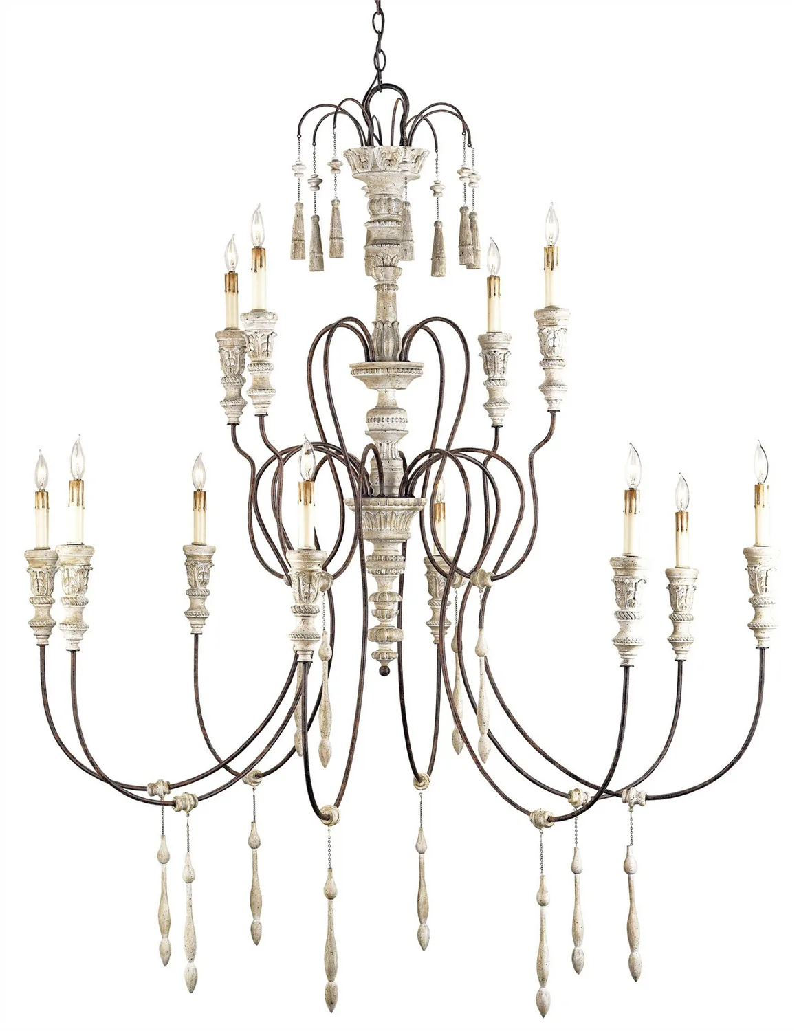 Hannah Collection 12 Light Chandelier in Stockholm White/Rust