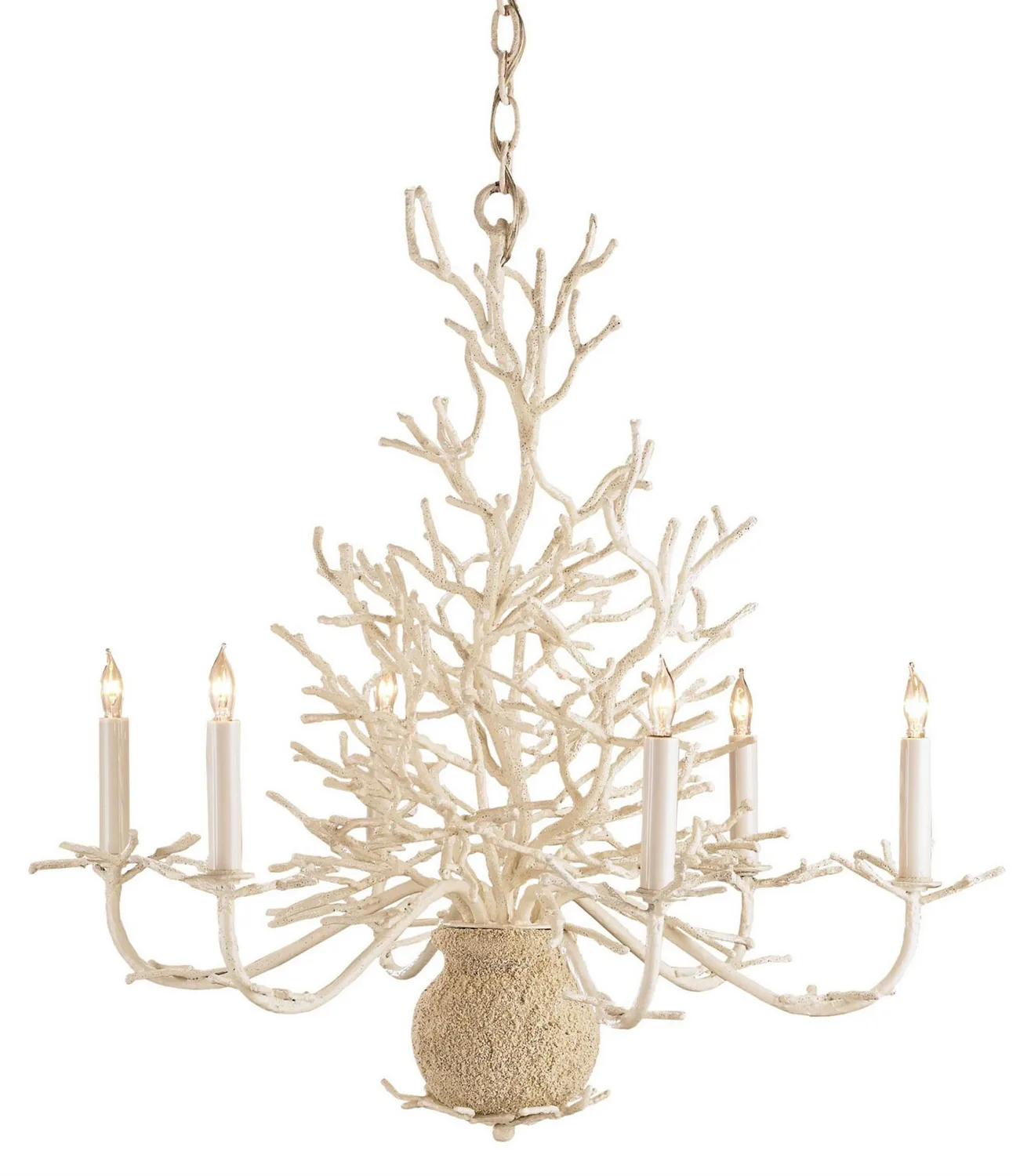 Seaward Collection Six Light Chandelier in White Coral/Natural Sand