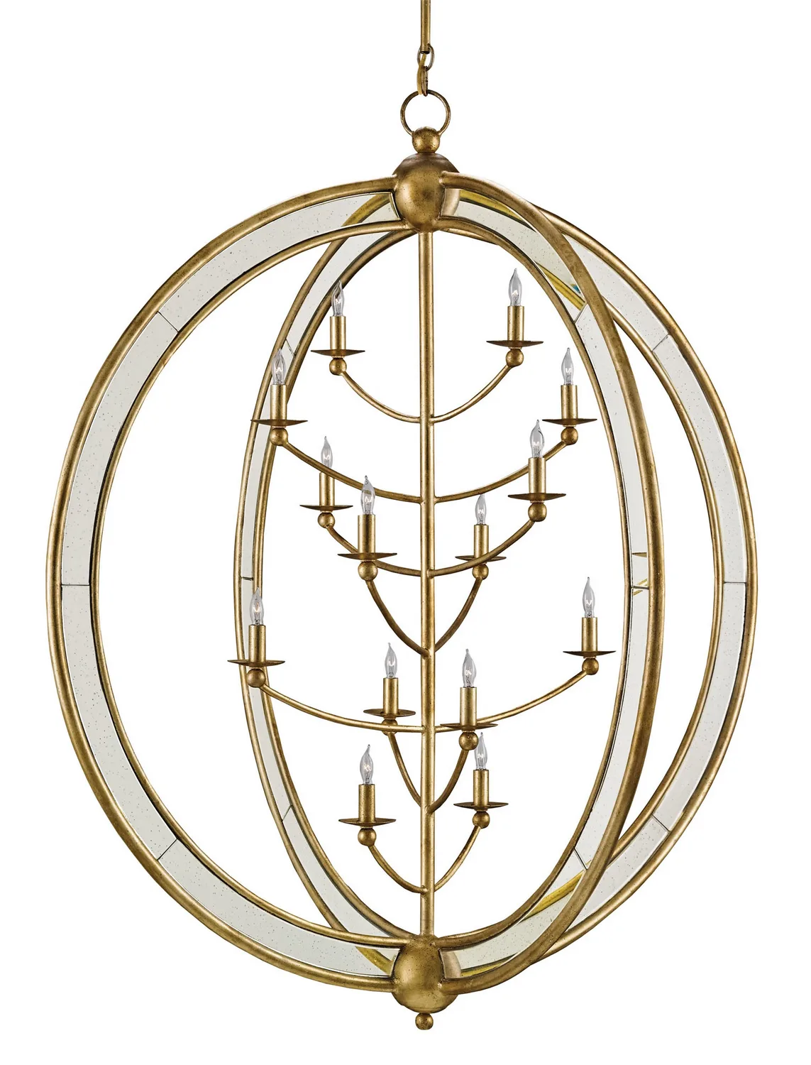 Aphrodite Gold Orb Chandelier 14 Light Chandelier in Gold Granello/Antique Mirror