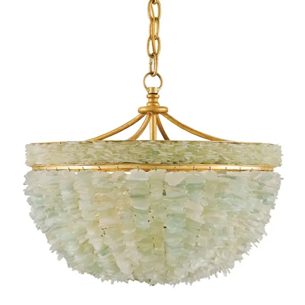 In Contemporary Gold Leaf/Seaglass by Currey and Company from the Bayou Seaglass Pendant collection