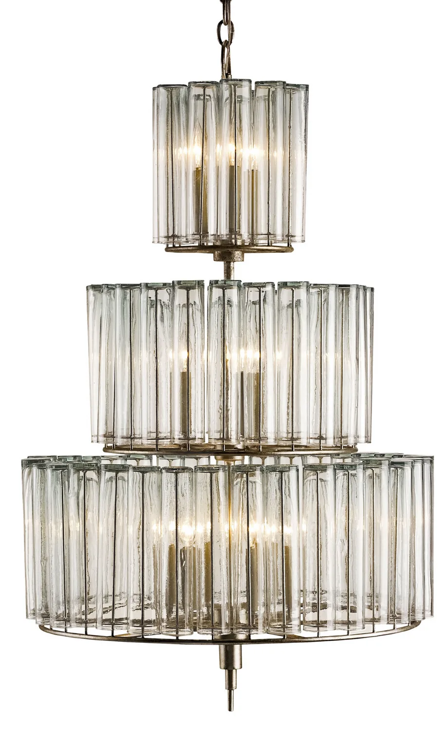 Bevilacqua Collection 12 Light Chandelier in Silver Leaf