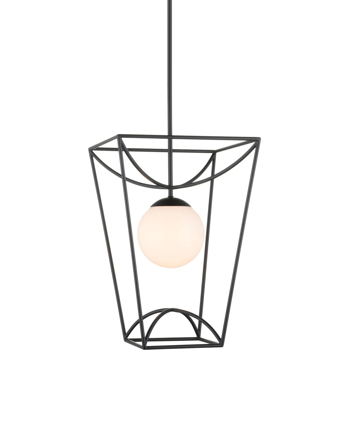 Rochefort Small Outdoor Lantern in Black with White Glass