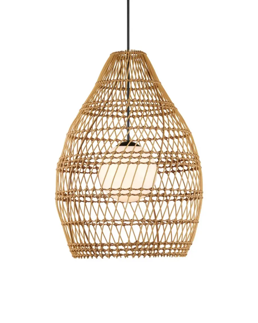 Fishtrap Outdoor Pendant in Natural Wicker
