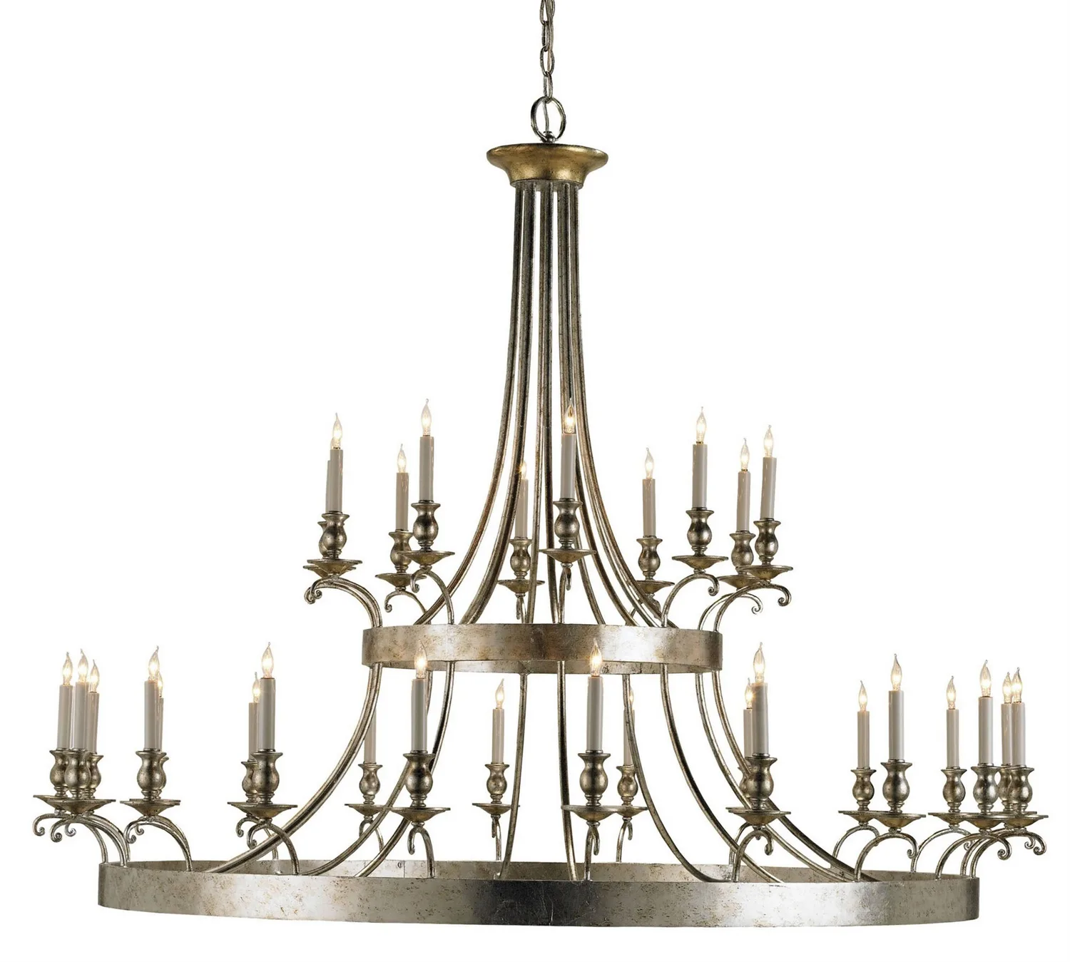Lodestar Silver Chandelier 30 Light Chandelier in Granello Silver Leaf/Antique Gold Leaf