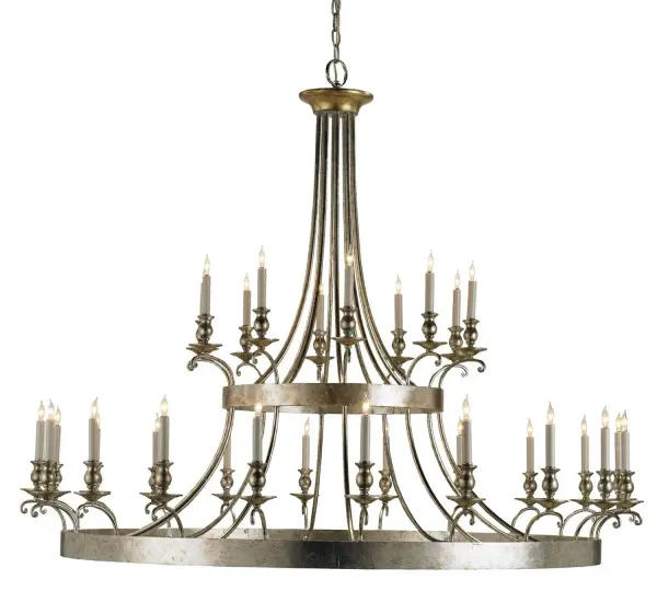 In Granello Silver Leaf/Antique Gold Leaf by Currey and Company from the Lodestar Silver Chandelier collection