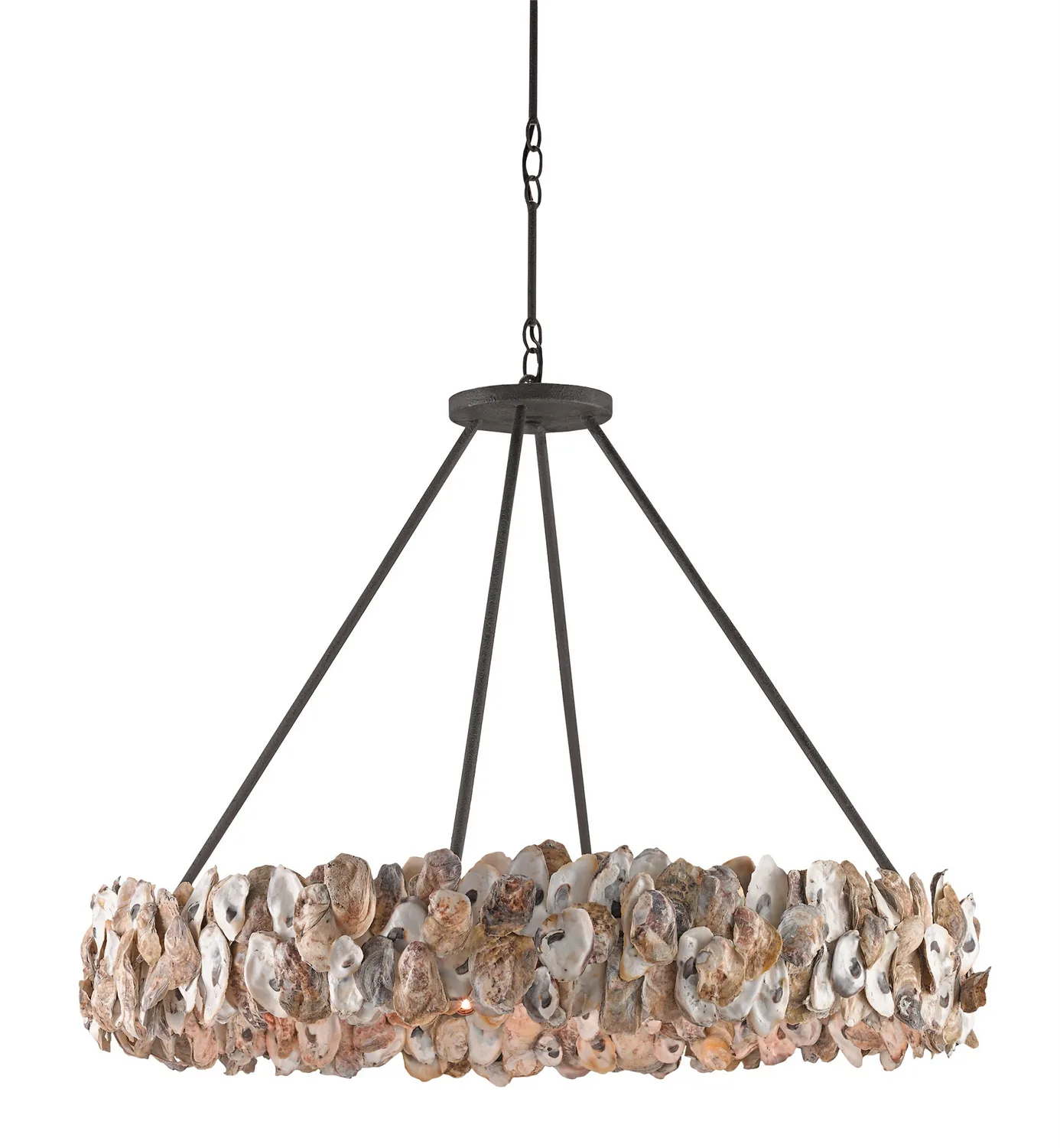 Oyster Shell Collection Eight Light Chandelier in Textured Bronze/Natural
