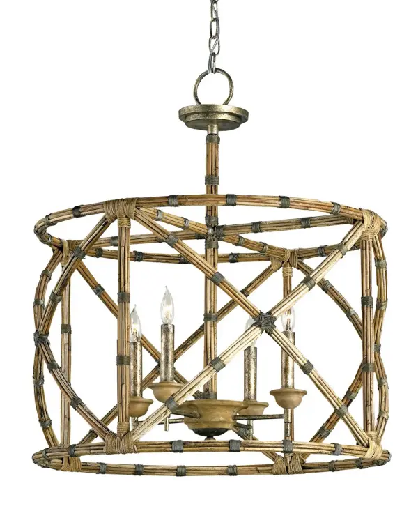 In Pyrite Bronze/Washed Wood/Natural by Currey and Company from the Palm Beach Lantern collection