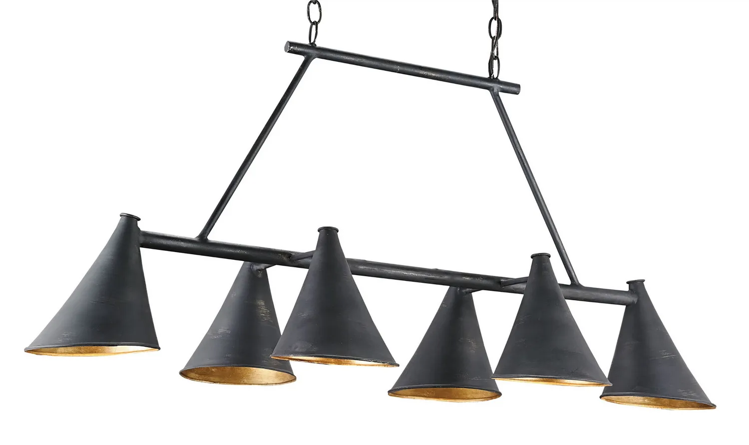 Culpepper Black Rectangular Chandelier Six Light Chandelier in French Black/Contemporary Gold Leaf