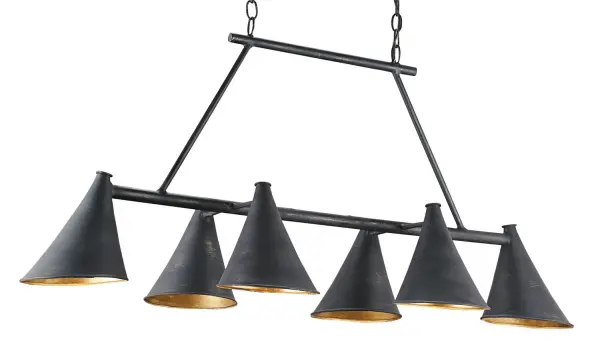 In French Black/Contemporary Gold Leaf by Currey and Company from the Culpepper Black Rectangular Chandelier collection