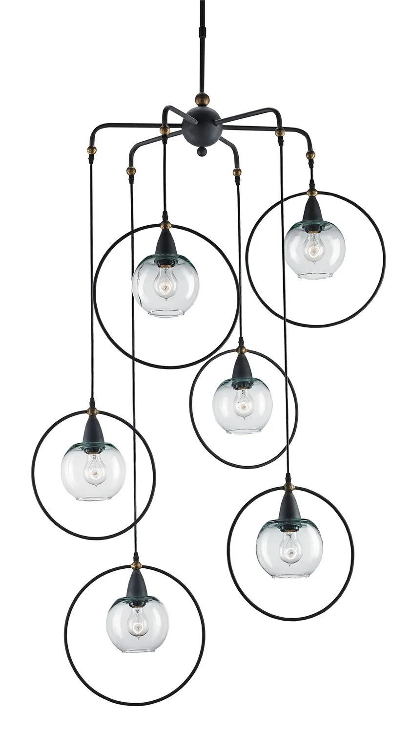 Moorsgate Collection Six Light Pendant in Blacksmith/Old Brass