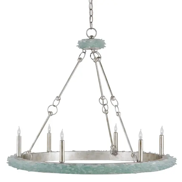 In Silver Granello/Seaglass by Currey and Company from the Tidewater Silver Chandelier collection