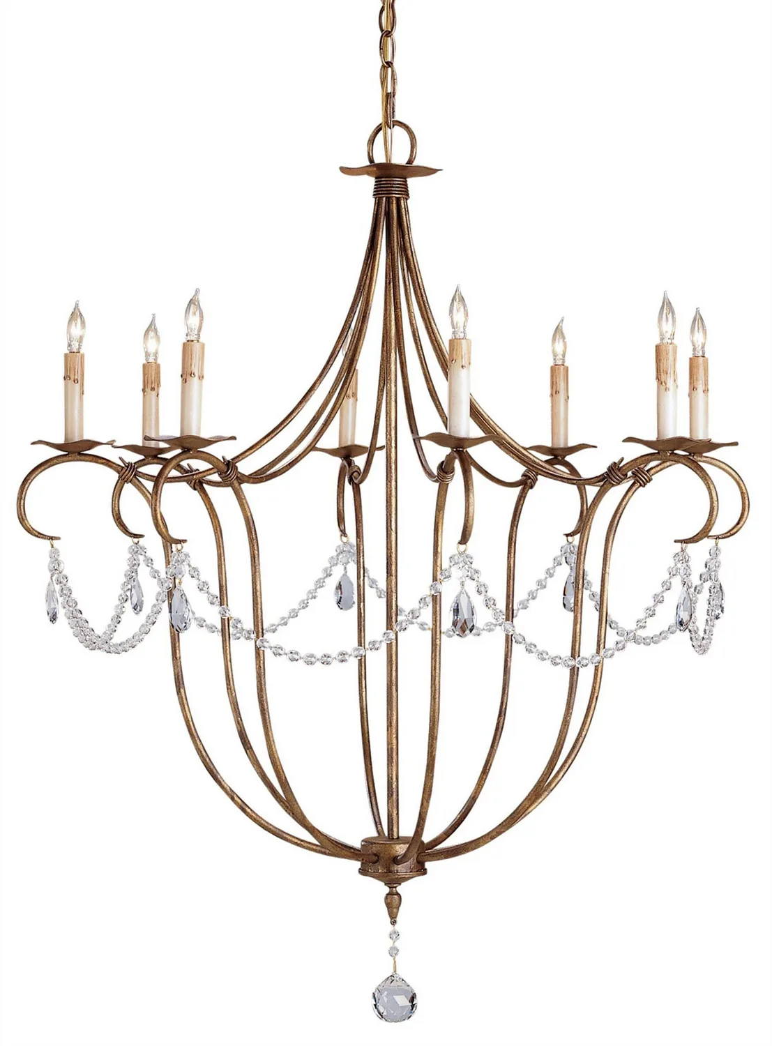 Crystal Lights Collection Eight Light Chandelier in Rhine Gold
