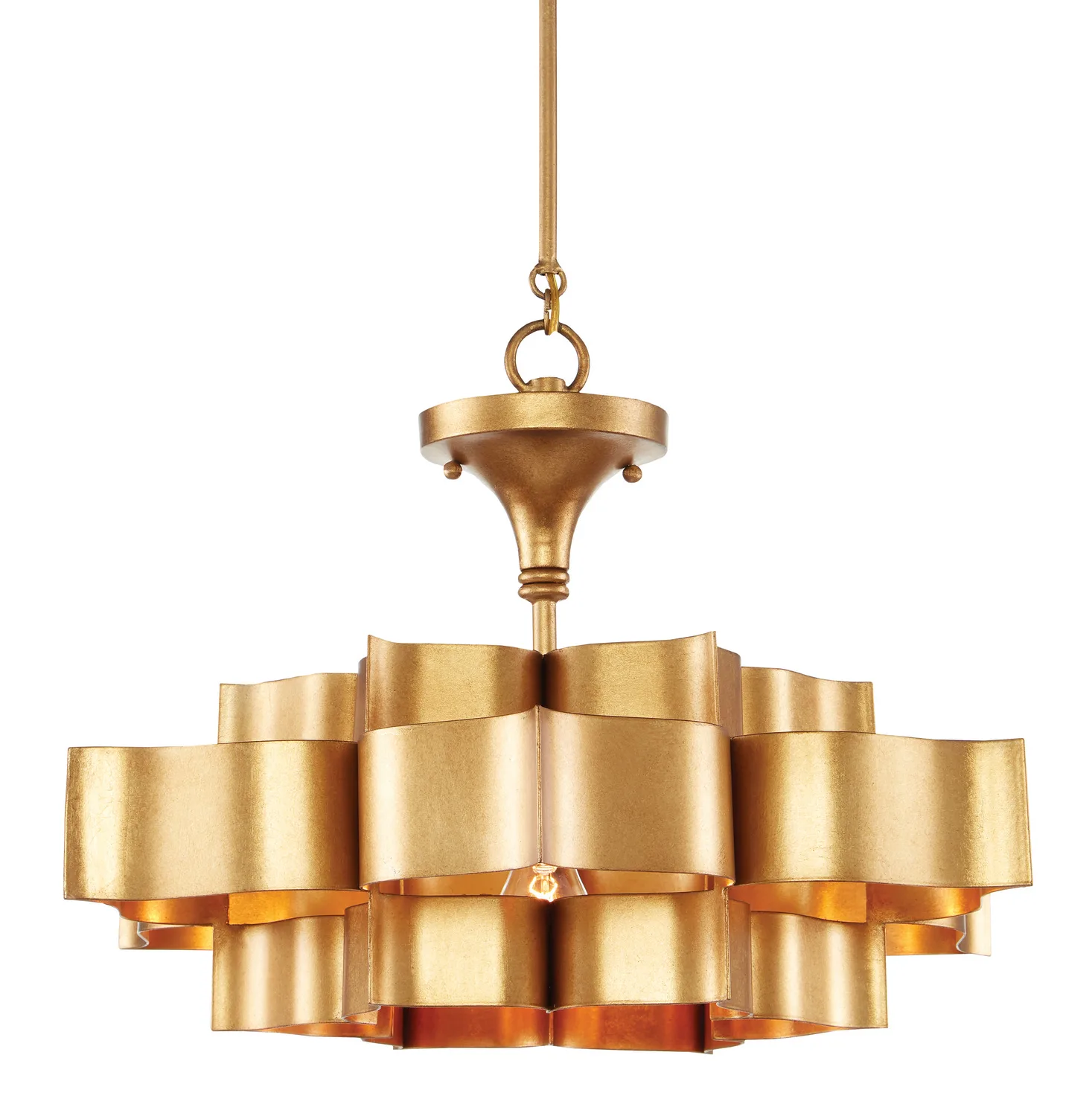 Grand Lotus Collection One Light Chandelier in Antique Gold Leaf
